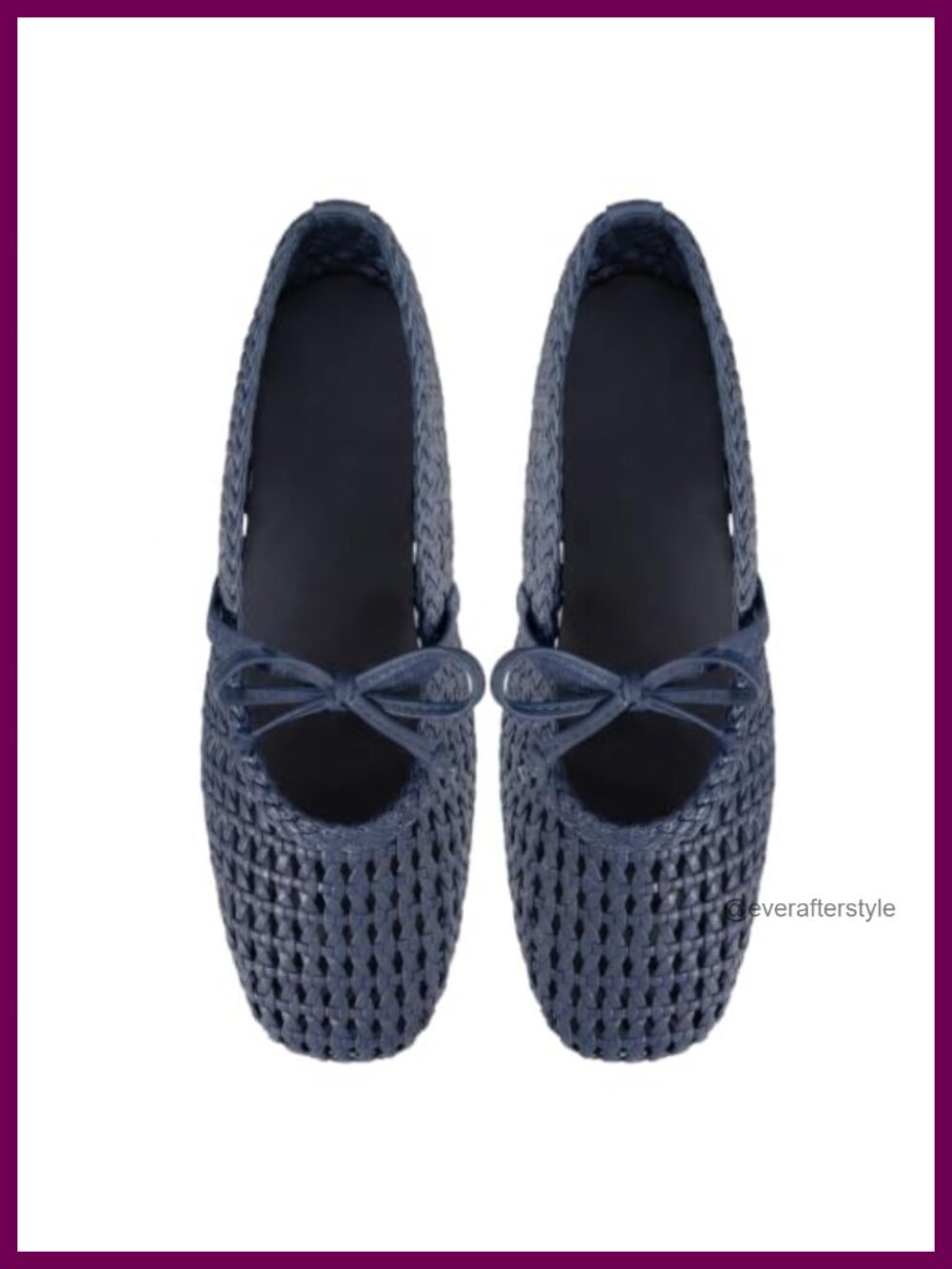 LGCMRH Faux Leather Woven Square Toe Mary Jane Flats with Bow